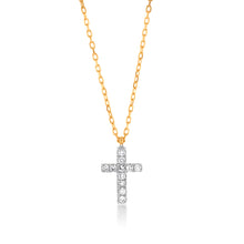 Load image into Gallery viewer, Luminesce Lab Diamond Petitie Cross Pendant 9ct Yellow Gold on Adjustable 45cm Chain
