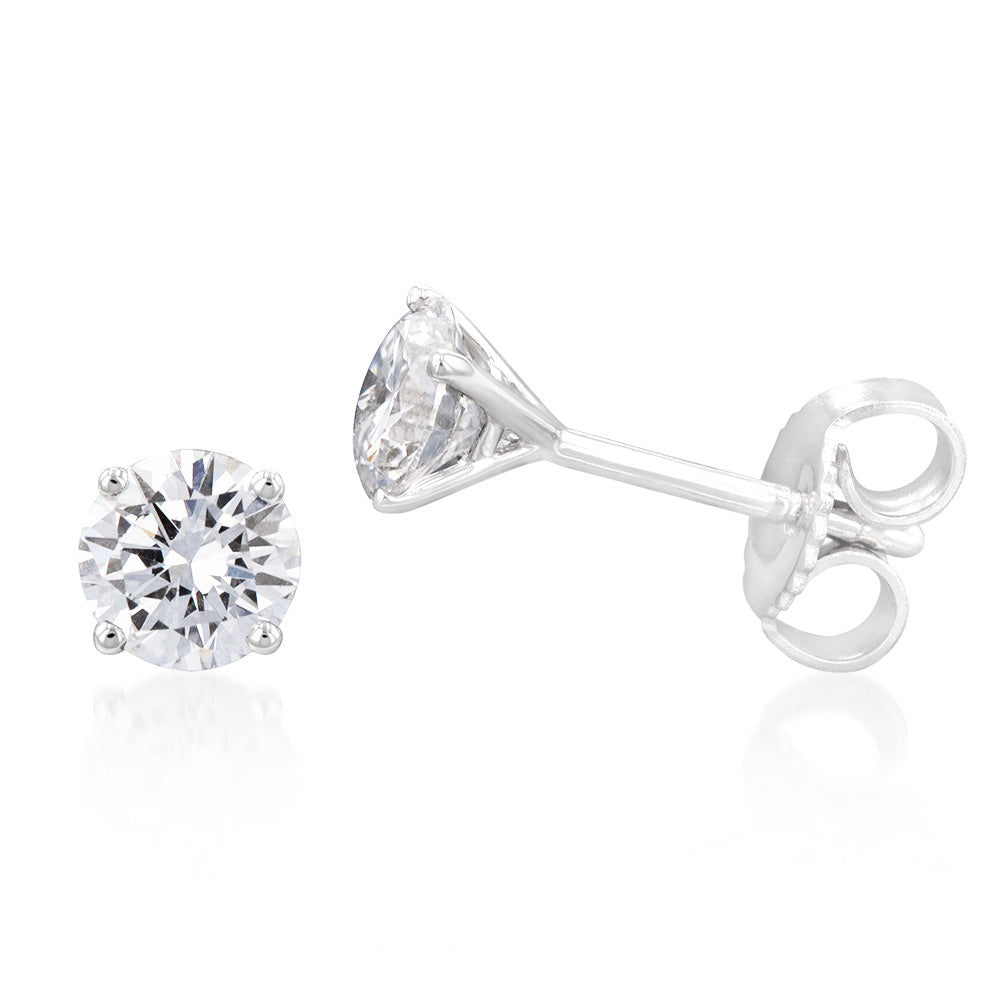 Luminesce Lab Grown Diamond TW=70-74PT Solitaire Stud Earrings in 14ct White Gold