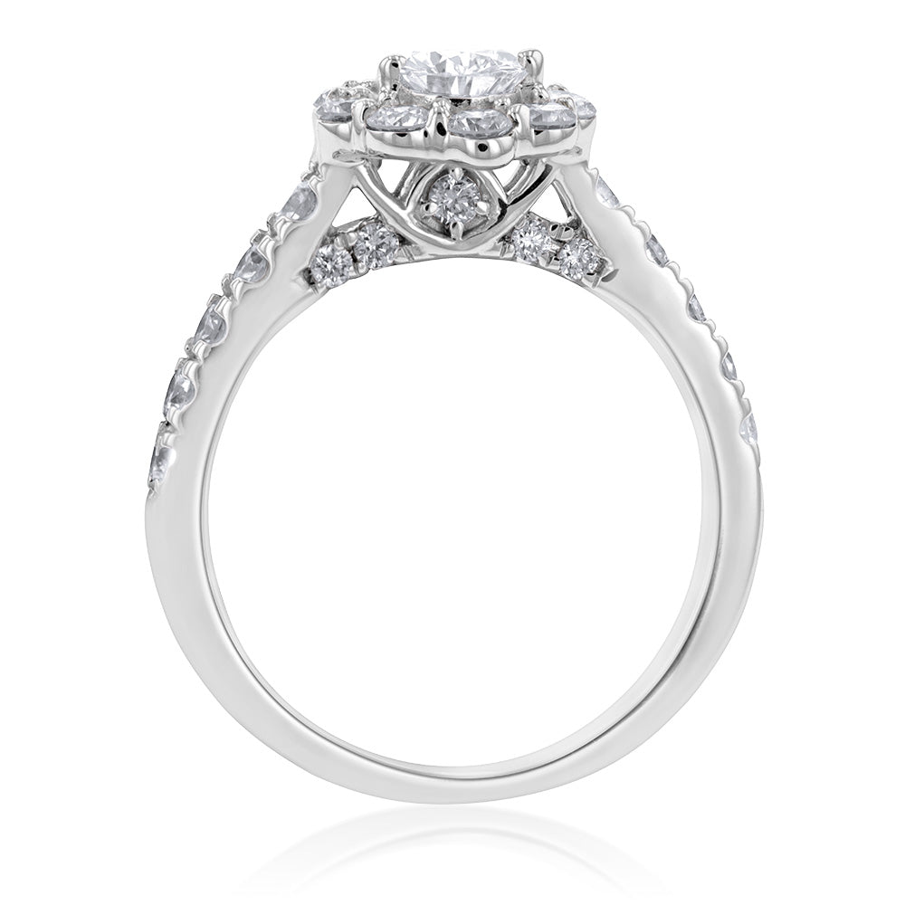 Luminesce Lab Grown Diamond 1.5Ct Bridal Set Pear Centre Halo in 14ct White Gold