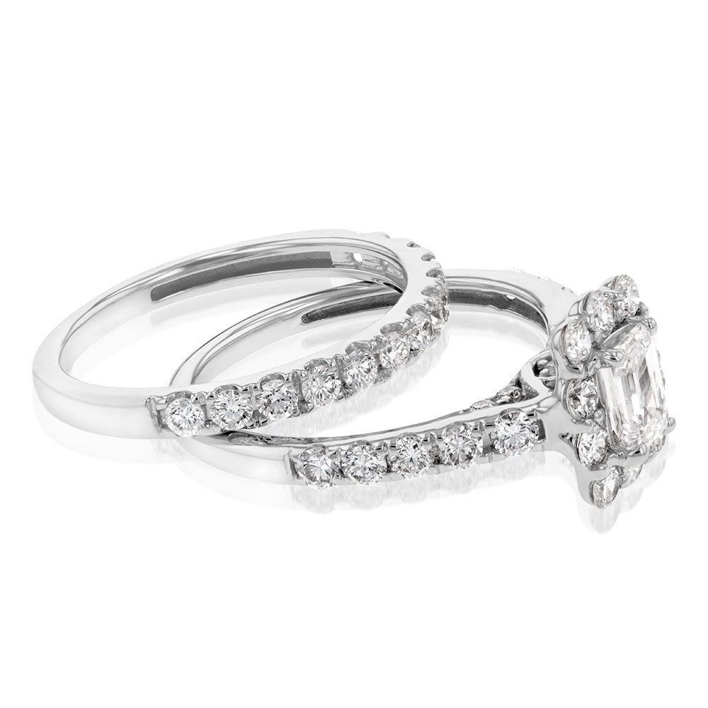 Luminesce Lab Grown Diamond 1.5Ct Bridal Set in Halo Design set in 14ct White Gold