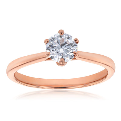 Luminesce Lab Grown 1 Carat Solitaire Ring in 14ct Rose Gold