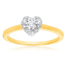 Load image into Gallery viewer, Luminesce Lab Grown Diamond 1/4 Carat Heart Dress Ring in 9ct Yellow Gold