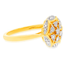 Load image into Gallery viewer, Luminesce Lab Grown Oval Ring with 19 Diamonds Set in 9 Carat Yellow Gold