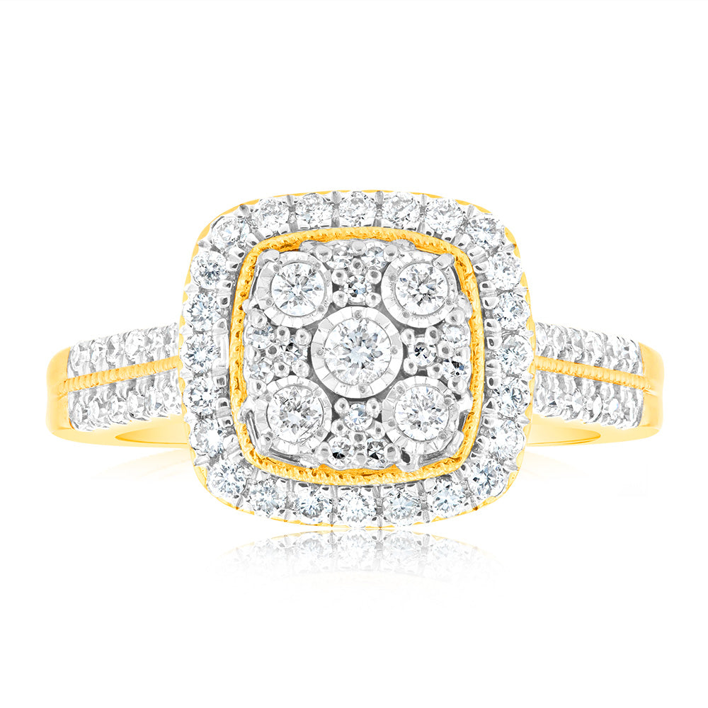 Luminesce Lab Grown Diamond 1/2 Carat Ring Set in 9 Carat Yellow Gold