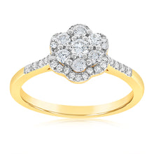 Load image into Gallery viewer, Luminesce Lab Grown 0.50 Carat Ring with 41 Diamonds Set in 9 Carat Yellow Gold