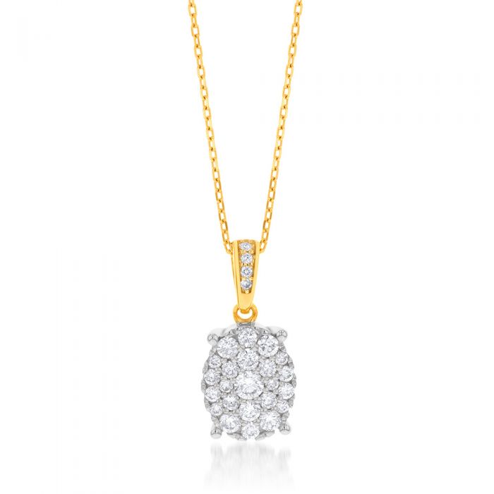 Luminesce Lab Grown Diamond .45 Carat Cluster Pendant in 9ct Yellow Gold With Chain