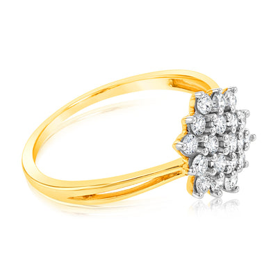 Luminesce Lab Grown Diamond 1/2 Carat Cluster Dress Ring in 9ct Yellow Gold