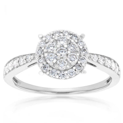 Luminesce Lab Grown Diamond 1/2 Carat Cluster Dress Ring in 9ct White Gold