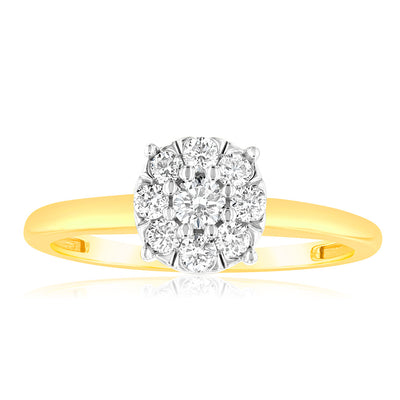 Luminesce Lab Grown 9ct Yellow Gold 0.30 Carat Diamond Flower Shaped Ring