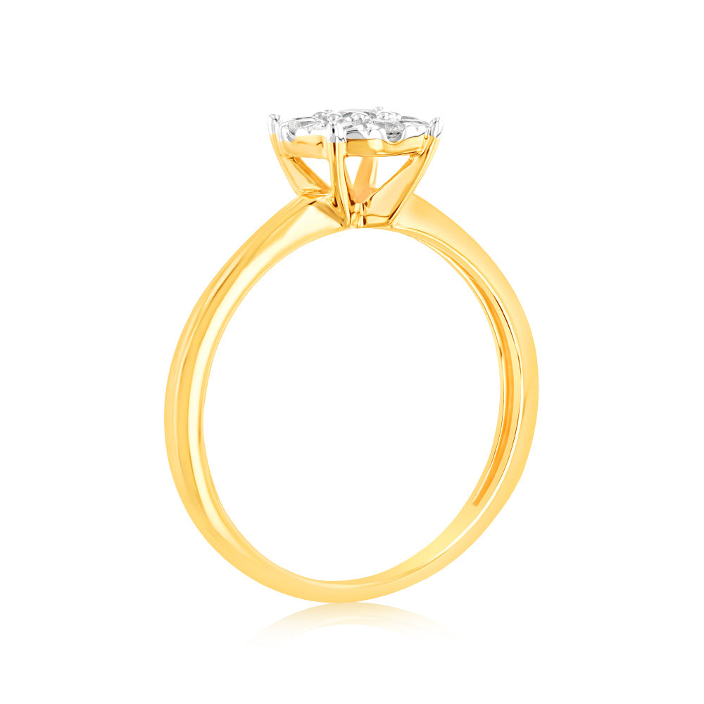 Luminesce Lab Grown 9ct Yellow Gold 0.30 Carat Diamond Flower Shaped Ring