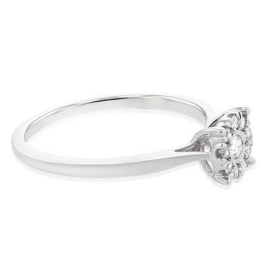 Luminesce Lab Grown 9ct White Gold 0.15 Carat Diamond Halo Solitaire Ring