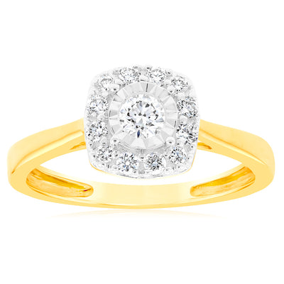 Luminesce Lab Grown 9ct Yellow Gold 0.30 Carat Diamond Cluster Dress Ring