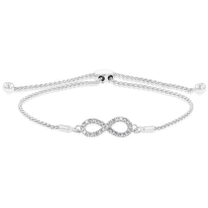 Luminesce Lab Grown Diamond Infinity Silver Bolo Bracelet