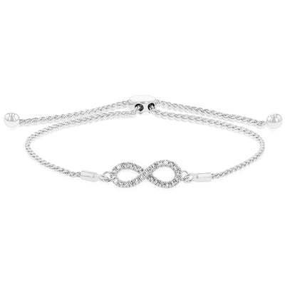 Luminesce Lab Grown Diamond Infinity Silver Bolo Bracelet