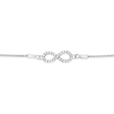 Luminesce Lab Grown Diamond Infinity Silver Bolo Bracelet