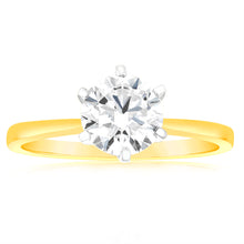 Load image into Gallery viewer, Certified Luminesce Lab Grown 2 Carat Solitaire Engagement Ring in 18ct Yellow Gold