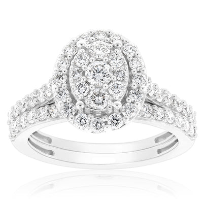 Luminesce Lab Grown Diamond 1.2CT Bridal Set in Oval Design 10ct White Gold