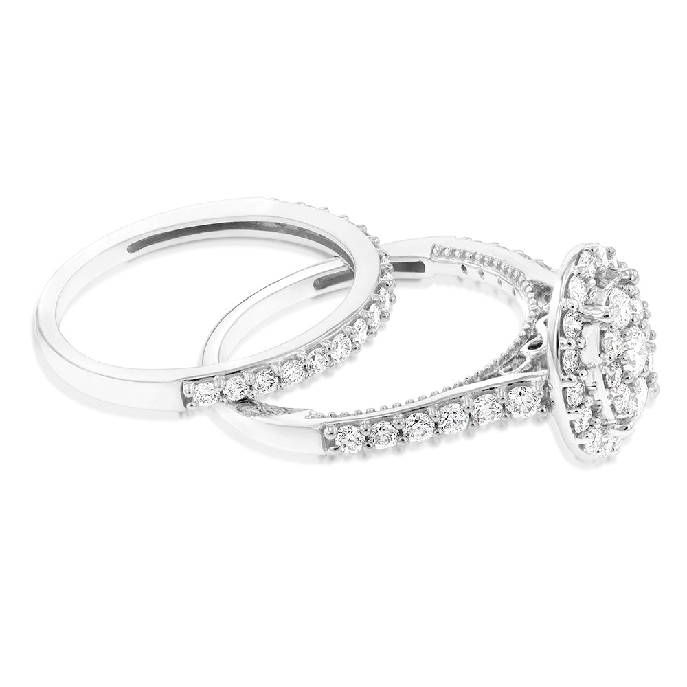 Luminesce Lab Grown Diamond 1.2CT Bridal Set in Oval Design 10ct White Gold