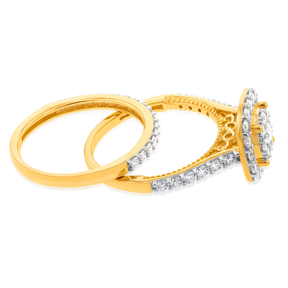 Luminesce Lab Grown Diamond 1.2CT Bridal Set in Cushion Design 10ct Yellow Gold