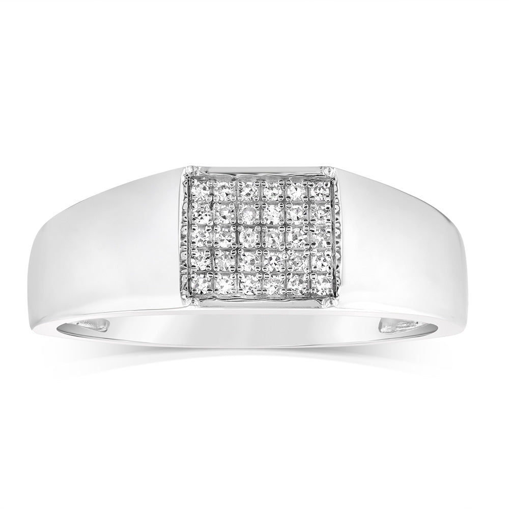 Luminesce Lab Grown 1/10 Carat Diamond Gents Ring in Sterling Silver