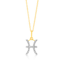 Load image into Gallery viewer, Luminesce Lab Diamond 9ct YellowGold Pisces Sign 1/2 Carat Diamond Pendant With Chain
