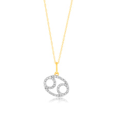 Load image into Gallery viewer, Luminesce Lab Diamond 9ct Yellow Gold Cancer 1/5 Carat Diamond Pendant With Chain