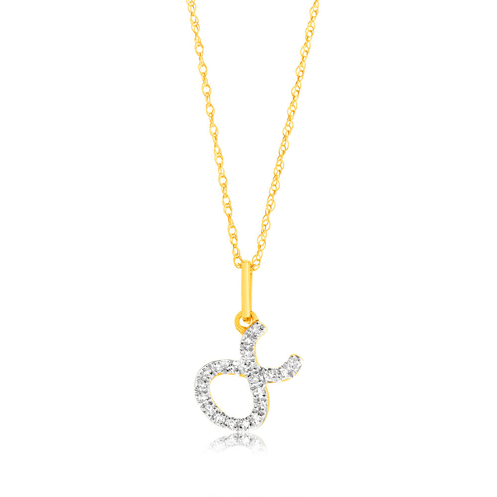 Luminesce Lab Diamond 9ct Yellow Gold Taurus 1/10 Carat Diamond Pendant With Chain