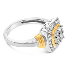 Load image into Gallery viewer, Luminesce Lab Grown 1/4 Carat Diamond Cushion Dress Ring Gold Plated Silver Size N1/2