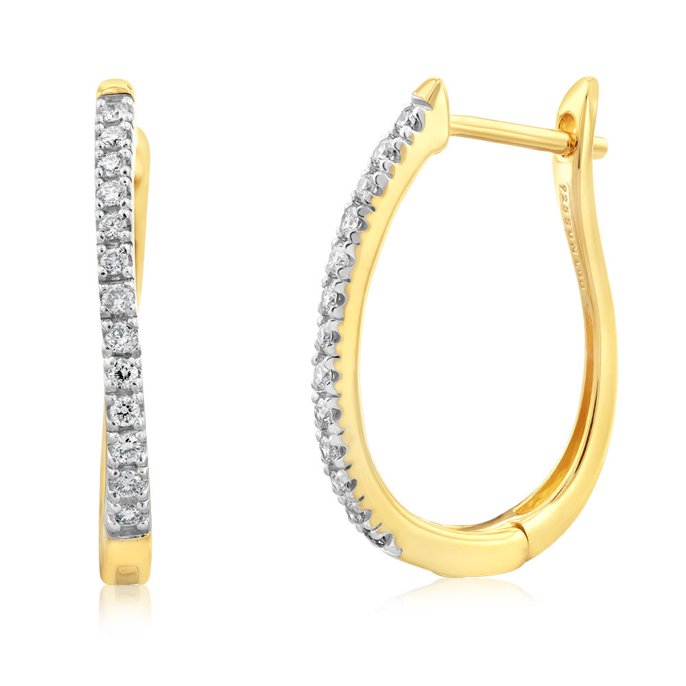 Luminesce Lab Grown 1/4 Carat Diamond Hoop Earring In Gold Plated Silver