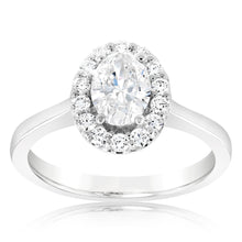 Load image into Gallery viewer, Luminesce Lab Grown 18ct White Gold 1 Carat Diamond Oval Halo Ring