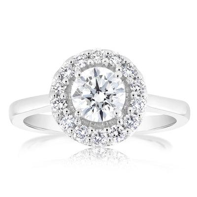 Luminesce Lab Grown 18ct White Gold 1 Carat Diamond Brilliant Halo Ring
