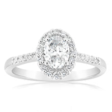 Load image into Gallery viewer, Luminesce Lab Grown 18ct White Gold 1 Carat Diamond Oval Halo Ring