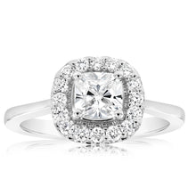 Load image into Gallery viewer, Luminesce Lab Grown 18ct White Gold 1 Carat Diamond Cushion Halo Ring