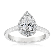 Load image into Gallery viewer, Luminesce Lab Grown 18ct White Gold 1 Carat Diamond Pear Halo Ring