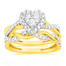 Load image into Gallery viewer, 9ct Yellow Gold 0.70 Carat Luminesce Lab Grown Diamond Bridal Ring Set