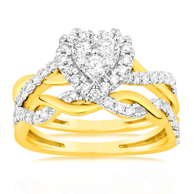 9ct Yellow Gold 0.70 Carat Luminesce Lab Grown Diamond Bridal Ring Set
