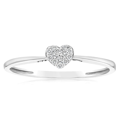 9ct White Gold Heart Luminesce Lab Grown Diamond Dress Ring