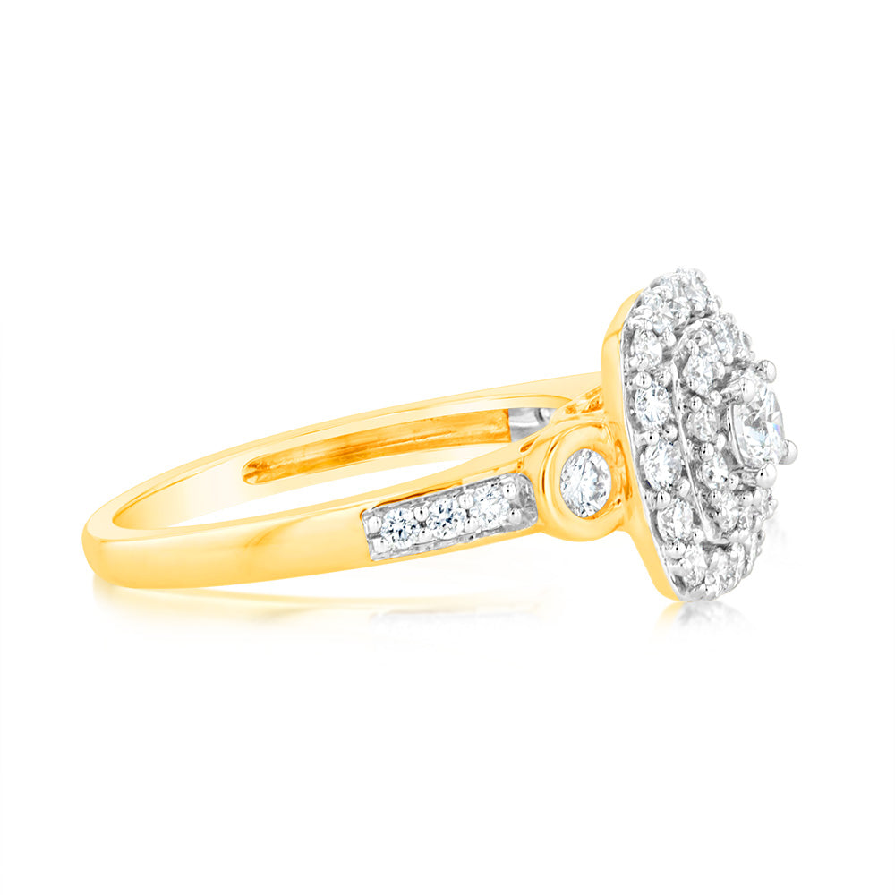 9ct Yellow Gold 1 Carat Luminesce Lab Grown Diamond Cluster Dress Ring