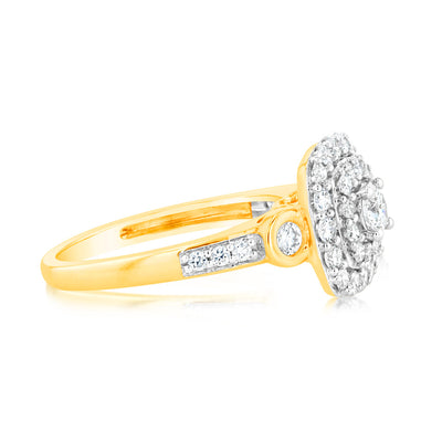Luminesce Lab Grown 1 Carat Diamond Halo Ring in 9ct Yellow Gold