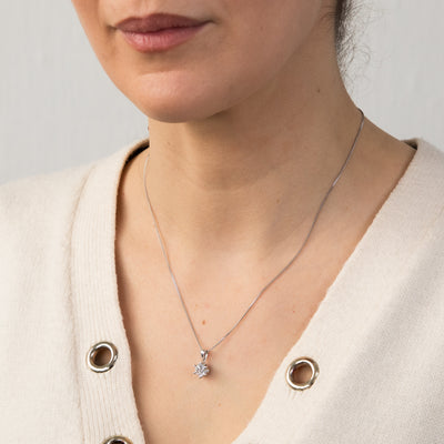 Luminesce Lab Grown 18ct White Gold 1 Carat Solitaire Diamond Pendant with 45cm Chain