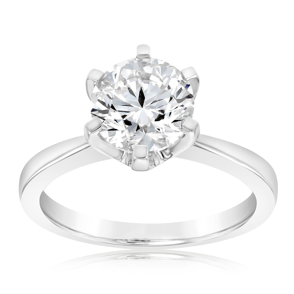 Certified Luminesce Lab Grown 2 Carat Solitaire Engagement Ring in 18ct White Gold