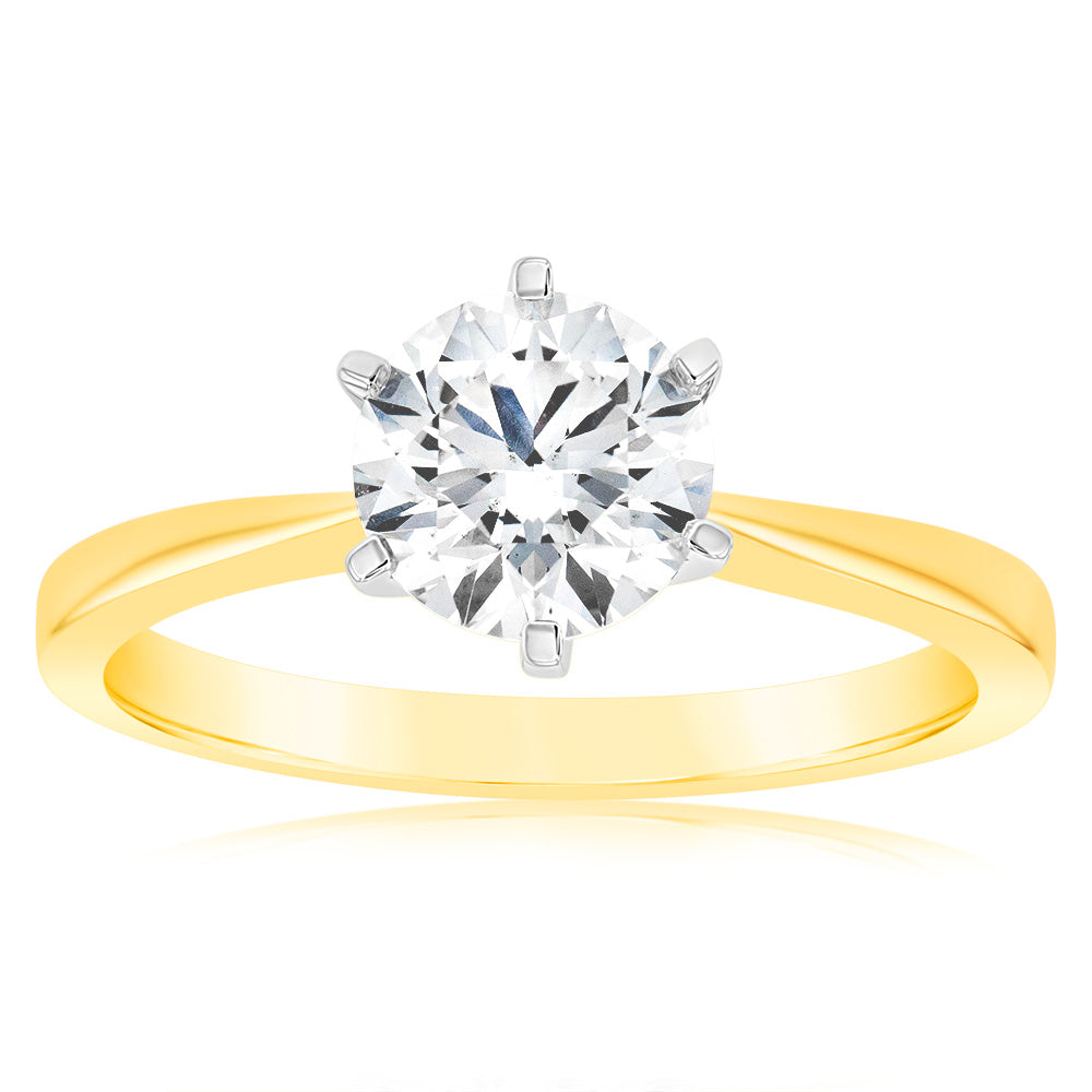Certified Luminesce Lab Grown 1 Carat Solitaire Engagement Ring in 18ct Yellow Gold
