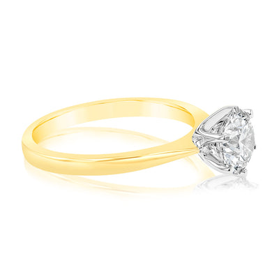 Certified Luminesce Lab Grown 1 Carat Solitaire Engagement Ring in 18ct Yellow Gold