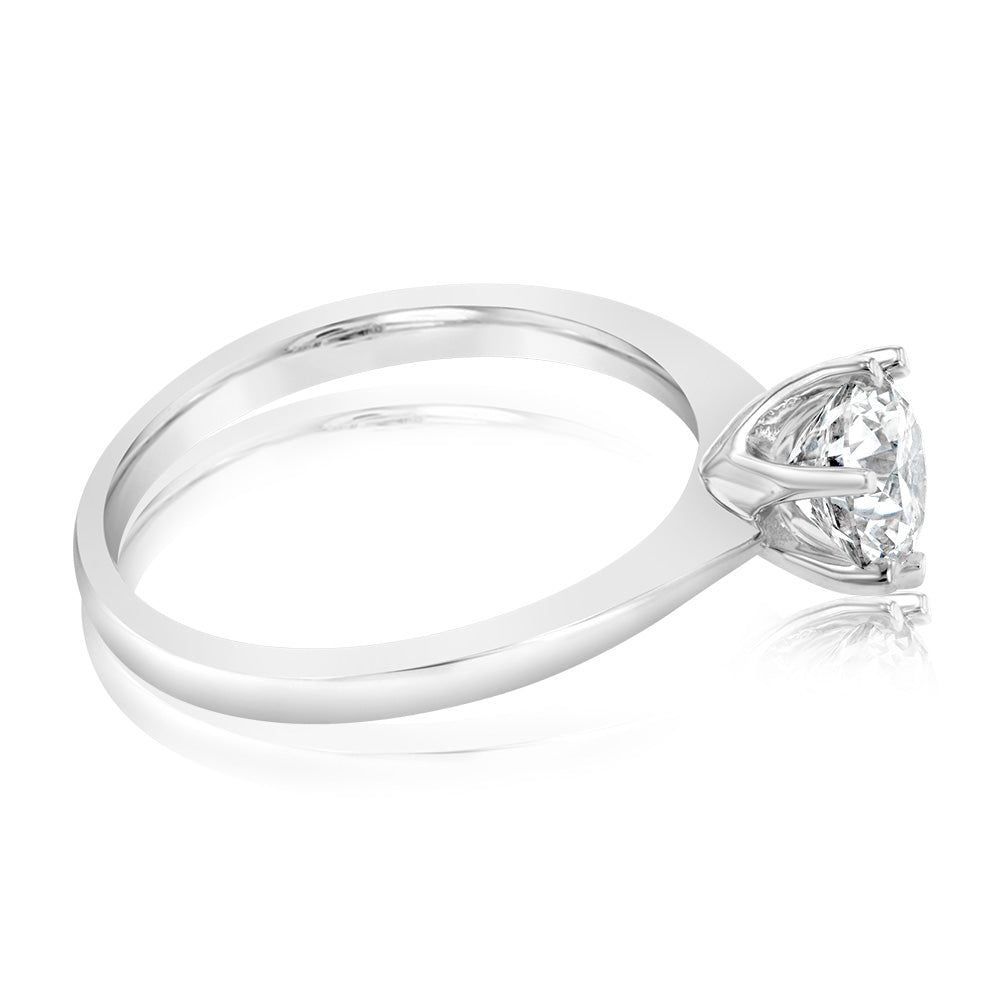 Certified Luminesce Lab Grown 1 Carat Solitaire Engagement Ring in 18ct White Gold