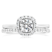 Load image into Gallery viewer, Luminesce Lab Grown Diamond 1 Carat Bridal Set in Halo Design set in 18ct White Gold