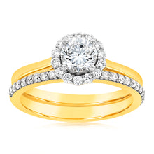 Load image into Gallery viewer, Luminesce Lab Grown Diamond 1 Carat Bridal Set in Halo Design set in 18ct Yellow Gold