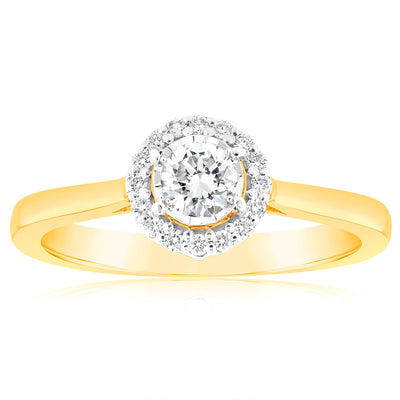 Luminesce Lab Grown 18ct Yellow Gold 0.30 Carat Diamond Solitaire Ring with Centre Diamond 0.25 Carat