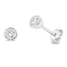 Load image into Gallery viewer, Sterling Silver 1/3 Carat Diamond Stud Earrings