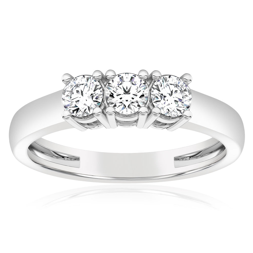 Luminesce Lab Grown 60pt Diamond Trilogy Ring in 9ct White Gold
