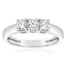 Load image into Gallery viewer, Luminesce Lab Grown 60pt Diamond Trilogy Ring in 9ct White Gold